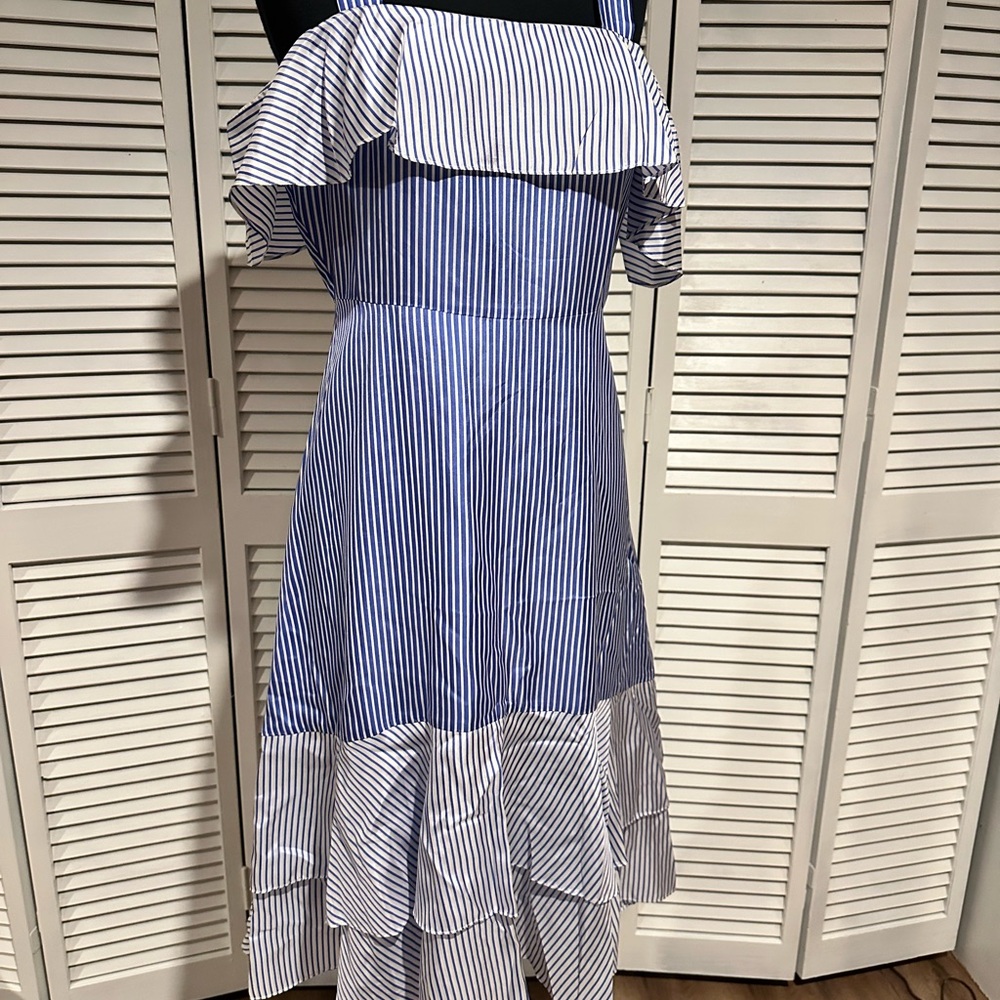 J. Crew Blue and White Striped Dress
